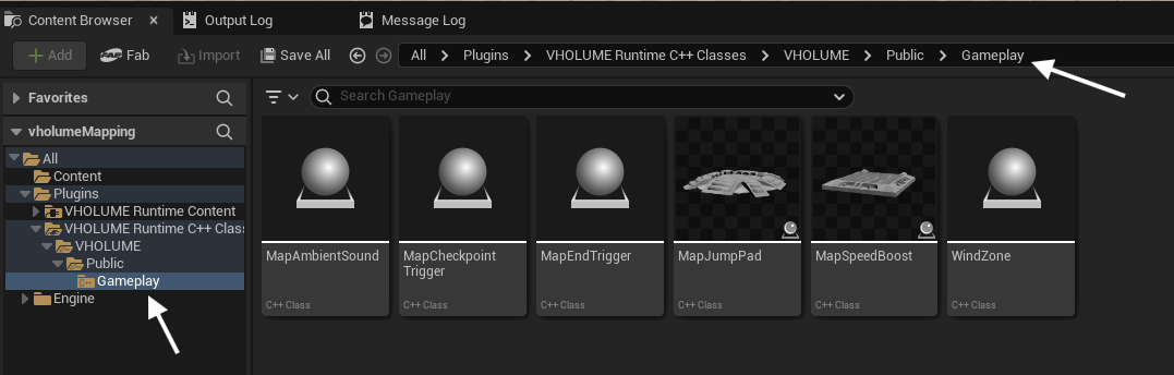 VHOLUME actors in the Content Browser