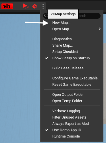 VHMap menu with New Map highlighted